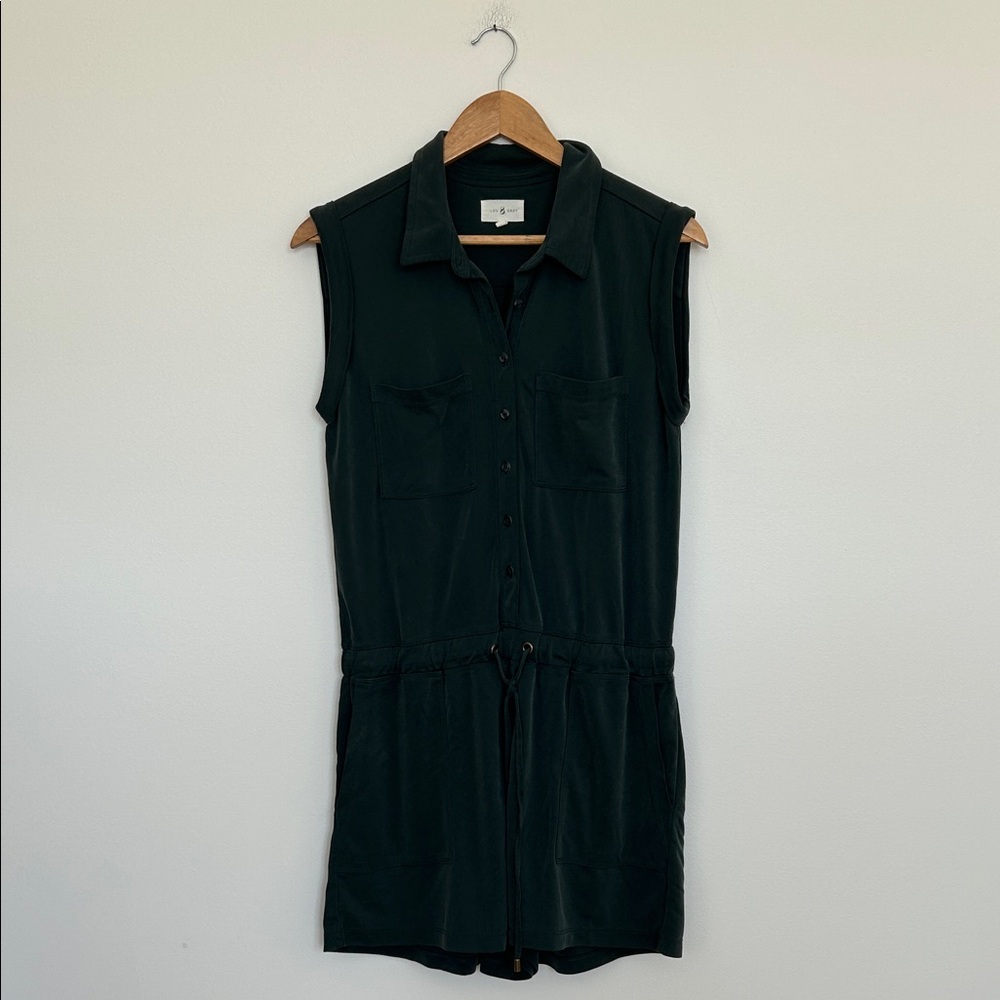 Lou & Grey‎ Green Sandwashed  Romper Size Medium EUC